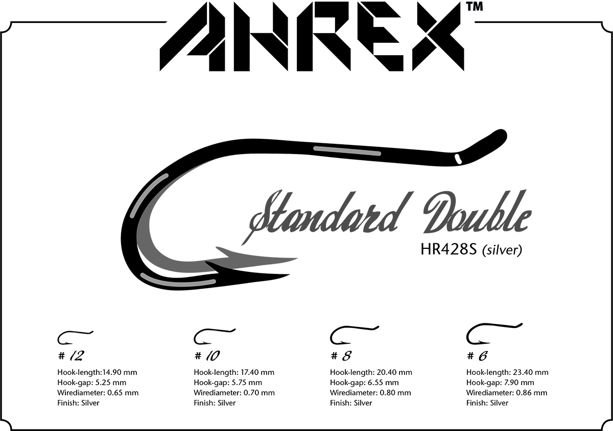 Ahrex Hr428S Silver Double #12 Fly Tying Hooks Silver Short Shanked Double